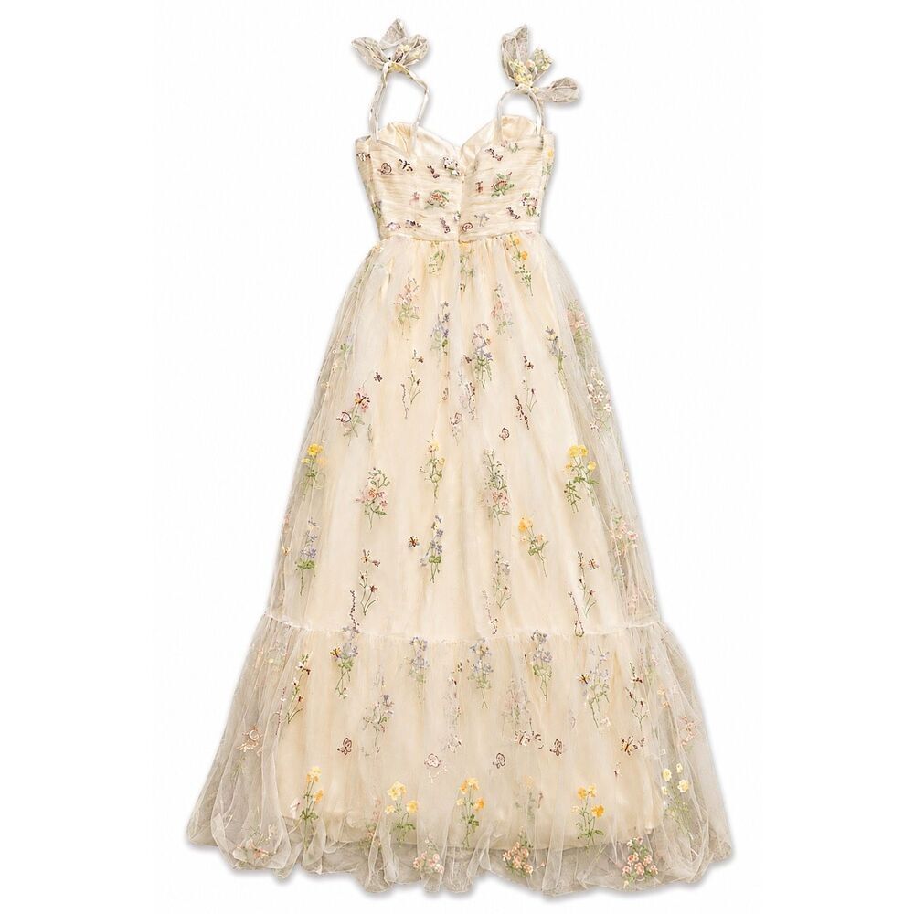 Embroidered Floral Tulle Gown Butterfly Cottagecore Fairy size 4
